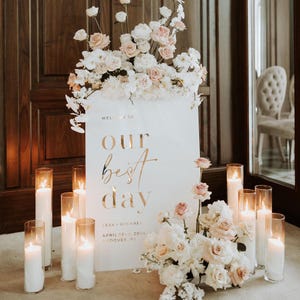 Modern Acrylic Wedding Welcome Sign - Minimalist Reception Decor - Our Best day - Ceremony Welcome Sign - Personalized Wedding Signage