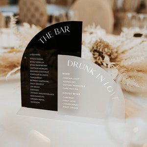 Arched Bar Menu - Acrylic Bar Menu Sign - Wedding Decoration - Bar Menu - Drinks Menu - Wedding Bar Signage - Reception Decoration