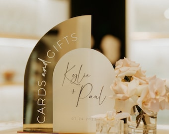 Cards and Gifts Wedding Sign, Gold Mirror & Frosted Acrylic - Gift Table Signs - Reception Decor