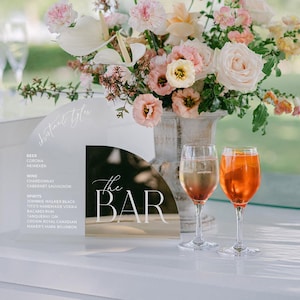 Wedding Bar Sign - Gold Mirror Arched Bar Menu - Wedding Reception Bar Signs -  Drinks Menu Sign - Bar Signage - Wedding Decor