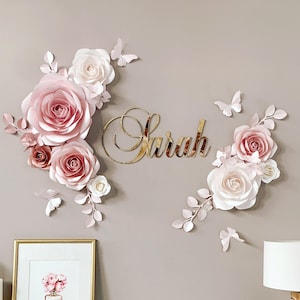 Nursery Paper Flowers - Blush Pink Nursery Decor - Paper Flowers Wall Decor - Paper Flowers Decor