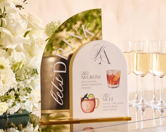 His and Hers Signature Cocktails Bar Sign – Wedding Drinks Illustrations