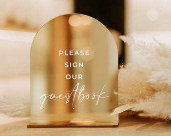 Set of 3 Wedding Signs - Gold Mirror Acrylic Signage - Guest Book Sign - Loving Memory Sign - Cards & Gifts Sign