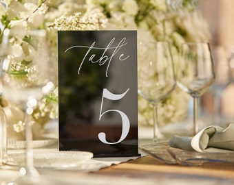 Zwart acryl tafelnummers - bruiloftstafelborden - tafelnummersset - bruiloftstafeldecor - bruiloftsbriefpapier - tafelbewegwijzering