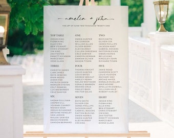 Plan de table mariage - signalétique de mariage - plan de table de mariage - panneau de mariage en acrylique dépoli - panneau de mariage personnalisé