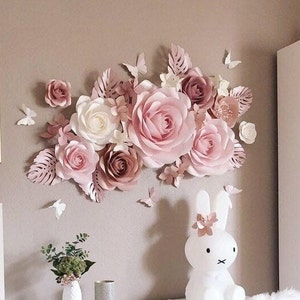 Paper Flowers Wall Decoration - Nursery Wall Art - Nursery Wall Decor - Large Paper Flowers - Paper Flower Wall - Paper Flowers Set