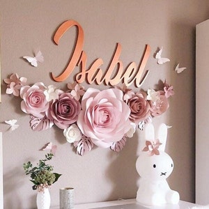 Paper Flowers Set - Girls Nursery Wall Decor - Nursery Paper Flowers - Paper Flowers Wall Decor - Large Paper Flowers