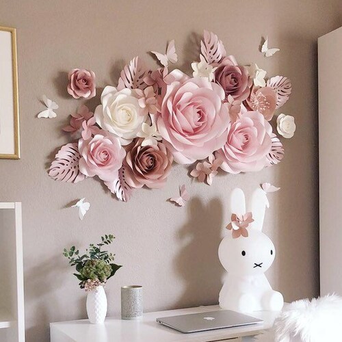 Nursery Paper Flower Nursery Wall Decor Paper Flowers Wall Etsy