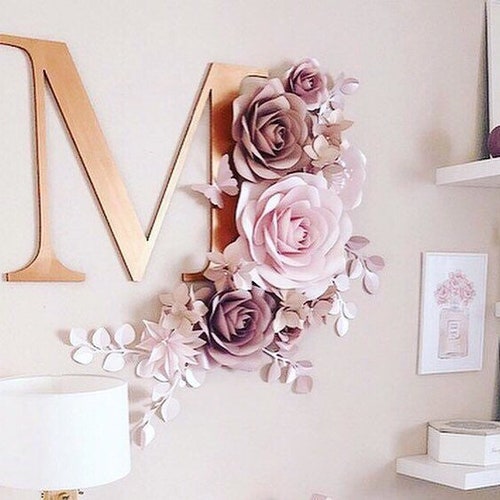 Blush Paper Flower Set Nursery Paper Flower Wall Decor Baby Etsy