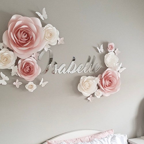 Paper Flowers Nursery Wall Decor Girl Nursery Wall Art Etsy