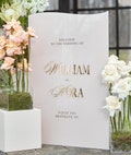Wedding Signs with 3D Gold Mirror Names - Custom Acrylic Sign - Beige Acrylic Wedding Signage - Garden Wedding Decor product logo