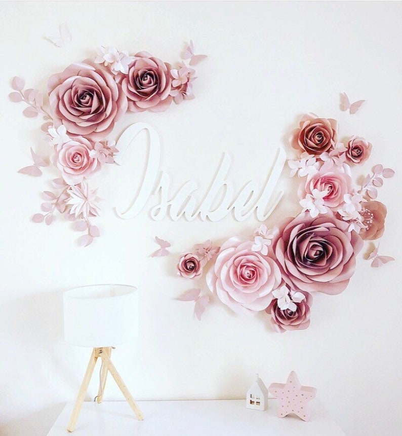 Blush Pink Nursery Paper Flowers Wall Decor Paper Flowers Etsy