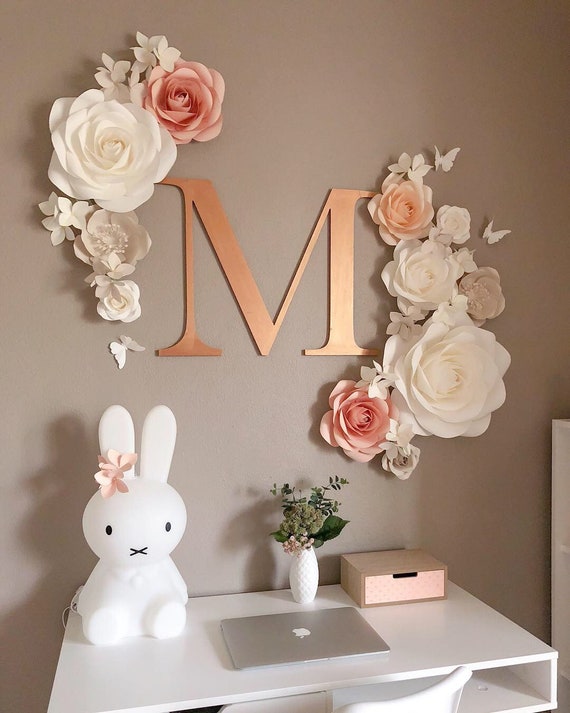 Paper Flowers Wall Decor Nursery Paper Flowers Set Wall Etsy