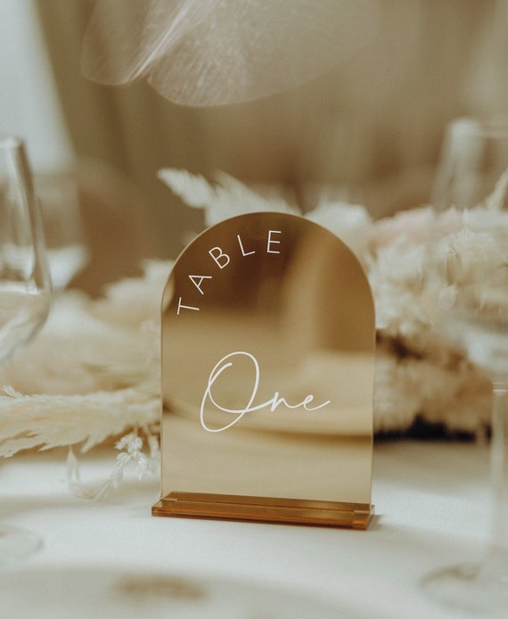 Mirror table numbers wedding deals