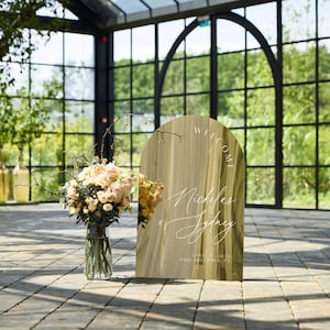 Gold Mirror Welcome Sign - Arched Wedding Sign - Wedding Welcome Sign - Wedding Signage - Custom Wedding Sign - Welcome to the Wedding image 6