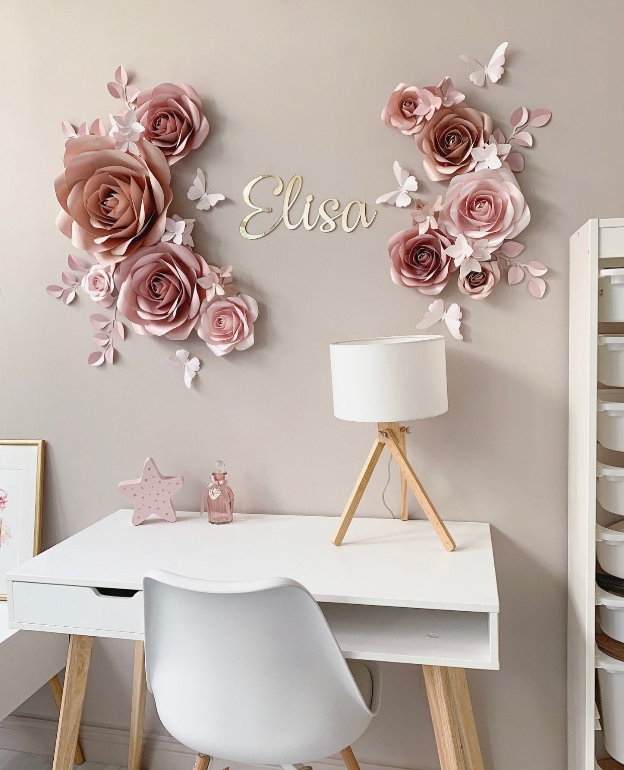 Paper Flowers Wall Decor Nursery Wall Decor Paper Flowers Etsy