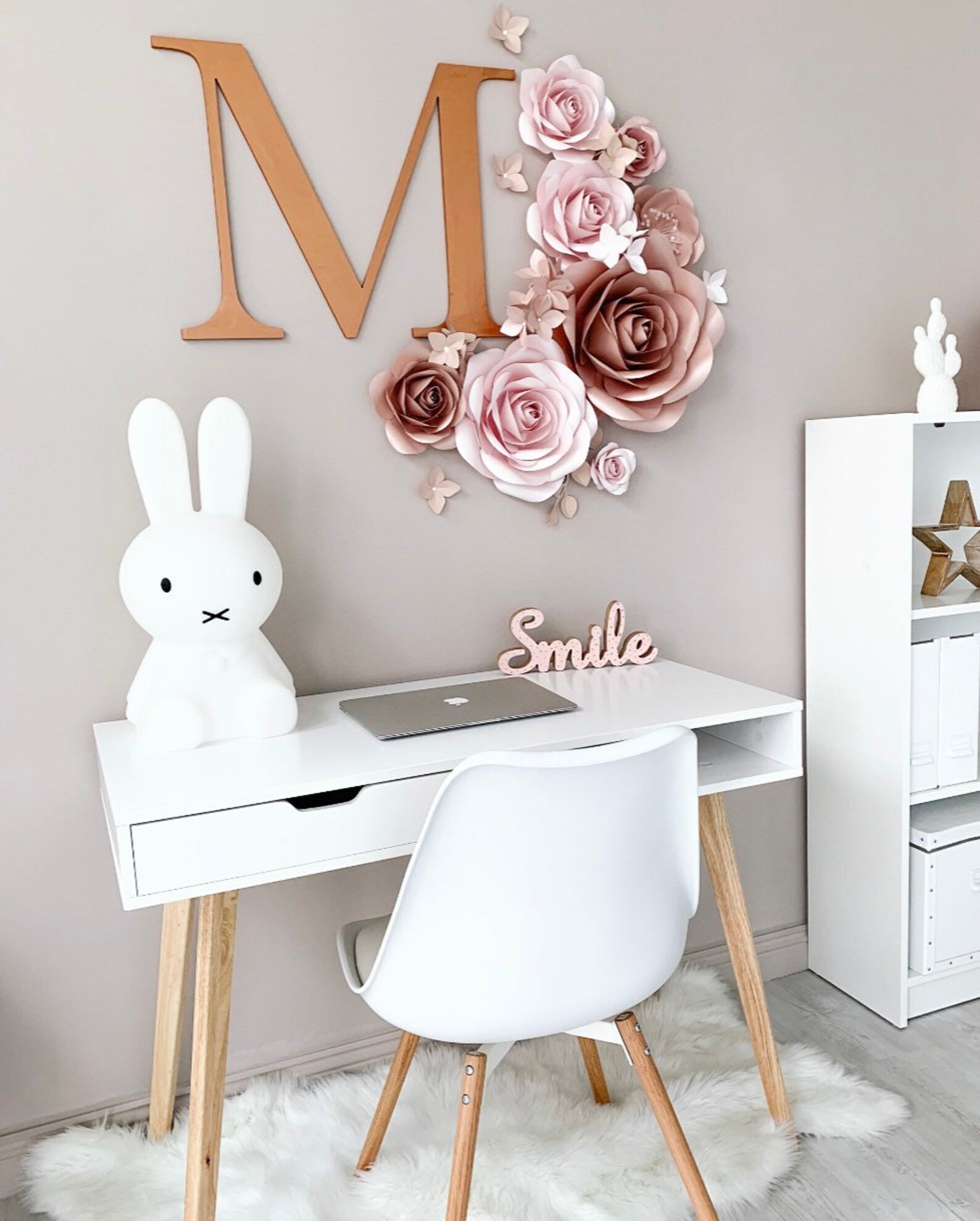 Paper Flowers Wall Decor Blush Nursery Wall Decor Paper Etsy