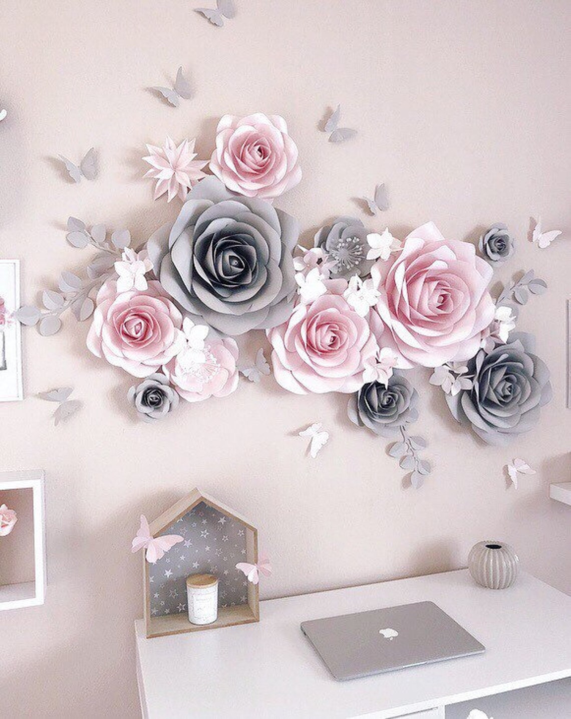 Nursery Paper Flower Nursery Wall Decor Paper Flowers Wall Etsy