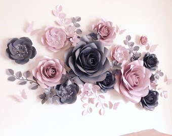 Luxury Paper Flowers - Paper Flower Wall Decor - Paper Flowers Wall - Paper Flower Backdrop - Large Paper Flowers - Nursery Paper Flowers