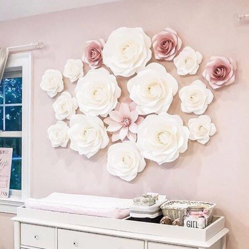 Nursery Paper Flowers Wall Decoration Paper Flower Decor Etsy