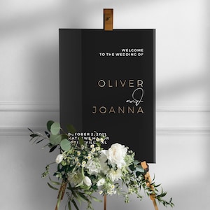Elegantes Hochzeits-Willkommensschild - Schwarzes Hochzeitsschild - Hochzeitsschild - Hochzeitsschild - Hochzeitsschild
