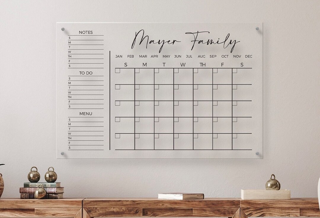 Acrylic Family Wall Monthly Planner Wall Decor Calendar Acrylic Dry ...