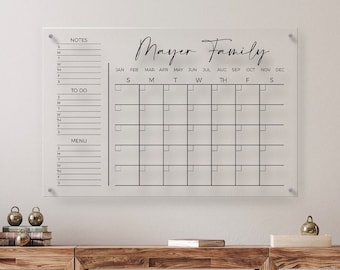 Acryl familiemuur maandelijkse planner | Wanddecoratiekalender | Acryl droog wisbord | Familie- en kantoororganisator | Maandelijks Commandocentrum