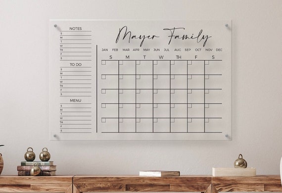 Acrylic Family Wall Monthly Planner Wall Decor Calendar - Etsy