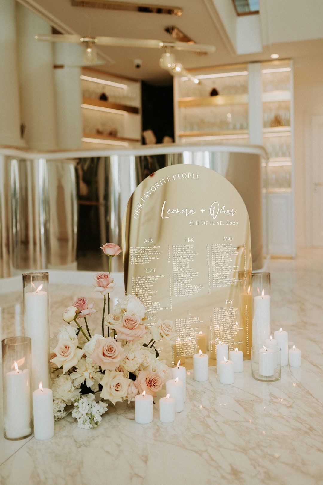 Gold Mirror Wedding Seating Chart Wedding Signs Wedding Guest List