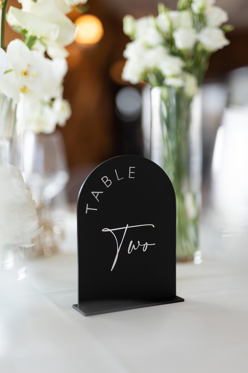 Matte Black Wedding Table Numbers Arched Acrylic Wedding - Etsy