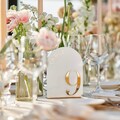 Arch Wedding Table Numbers - White Acrylic 3D Gold Mirror Table Numbers - Wedding Table Signs - Table Signage - Wedding Table Setting product logo