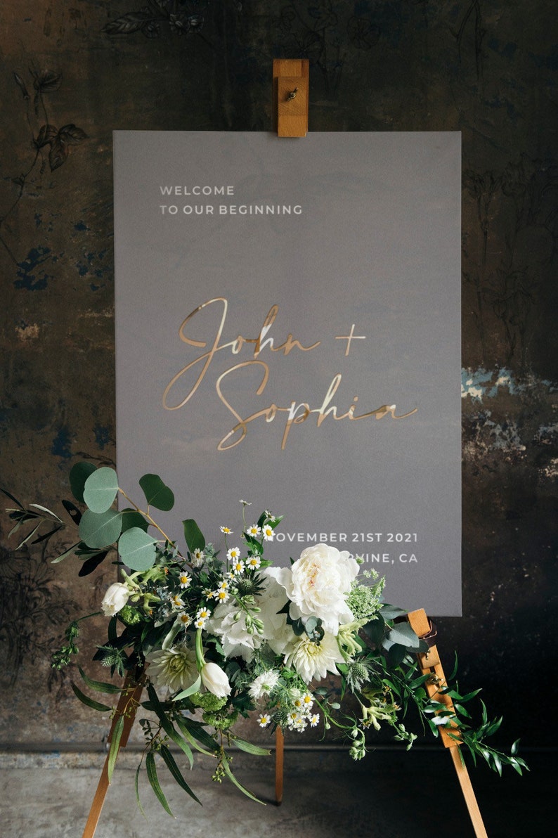 Elegant Frosted Acrylic Wedding Welcome Sign Welcome Sign Wedding Frosted Acrylic Welcome Sign Custom Wedding Sign Ceremony Sign