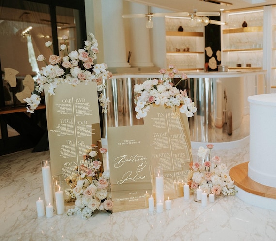ERIKA Wedding Sign Bundle - Seating Chart - Gold Mirror Acrylic