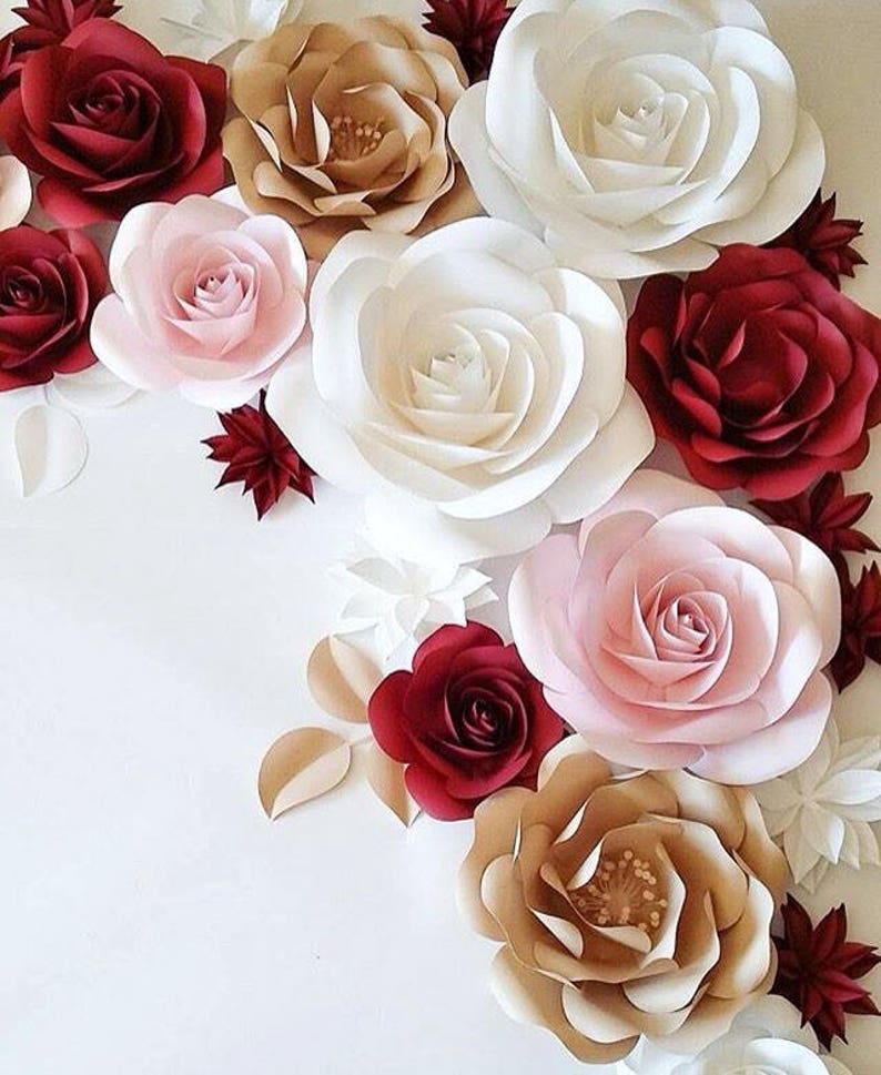 Large Paper Flowers Wedding Decoration Ideas White Paper Etsy