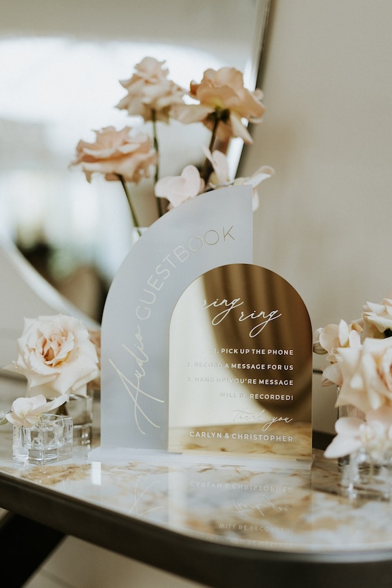 Acrylic Audio Guestbook Sign - Telephone Guest Book - Wedding Reception Signage