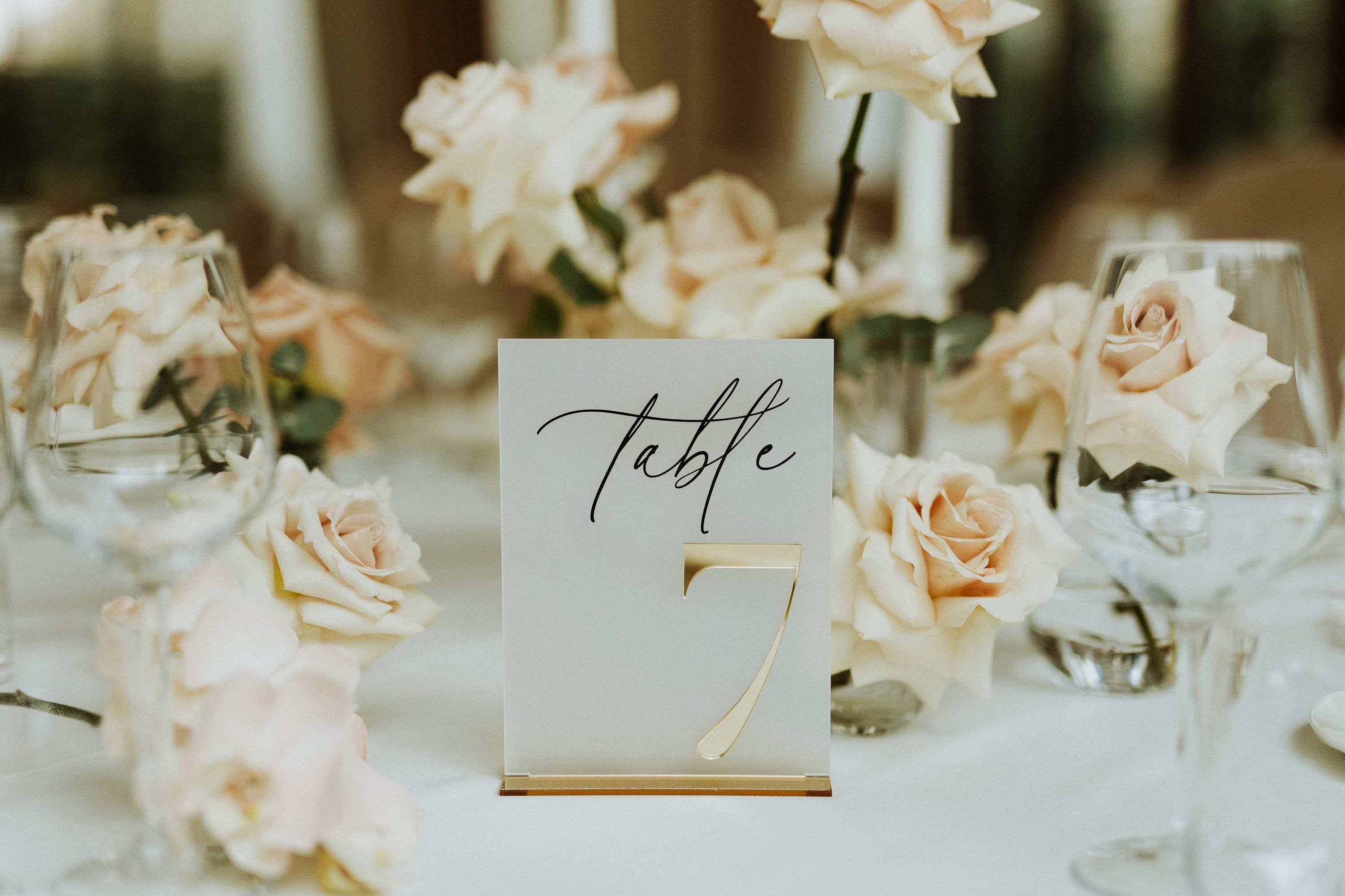 Wedding Table Numbers - Frosted Acrylic 3D Gold Table Numbers ...