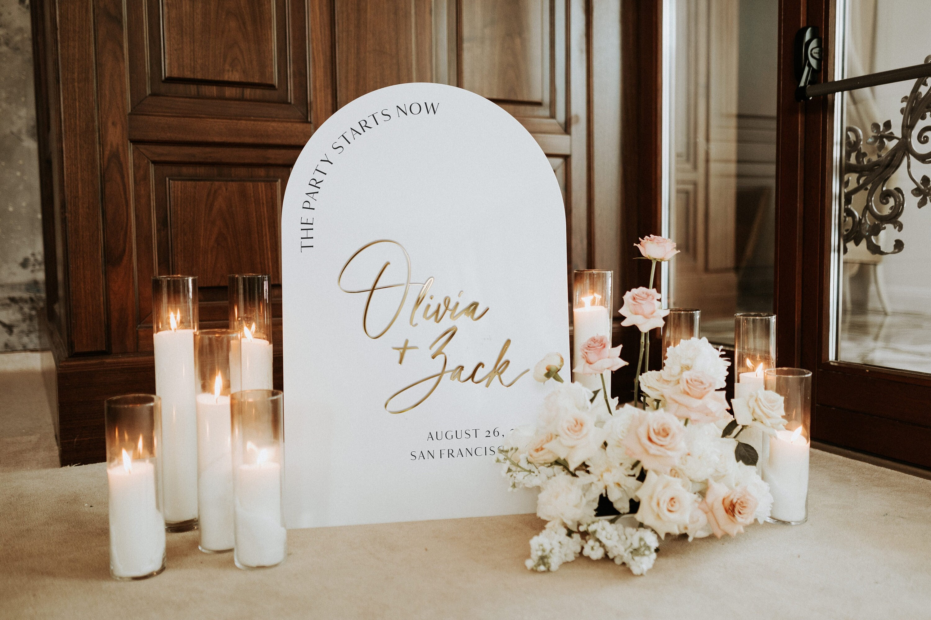Acrylic Wedding Sign with 3D Gold Mirror Names - White Acrylic Wedding Welcome Sign - Custom Acrylic Sign for Wedding Reception