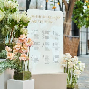 Plan de table pour mariage à destination - Plan de salle en acrylique - Où êtes-vous assis dans le monde - Attribution de table - Signalétique de mariage