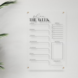 Clear Acrylic Weekly Planner - Family Command Center - Personalized Family Planner - Weekly Wall Planner - New Home Gift - Weekly Schedule