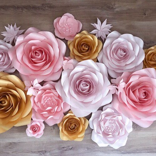 Paper Flowers Wall Decor Set of 7 Nursery Paper Flowers Etsy