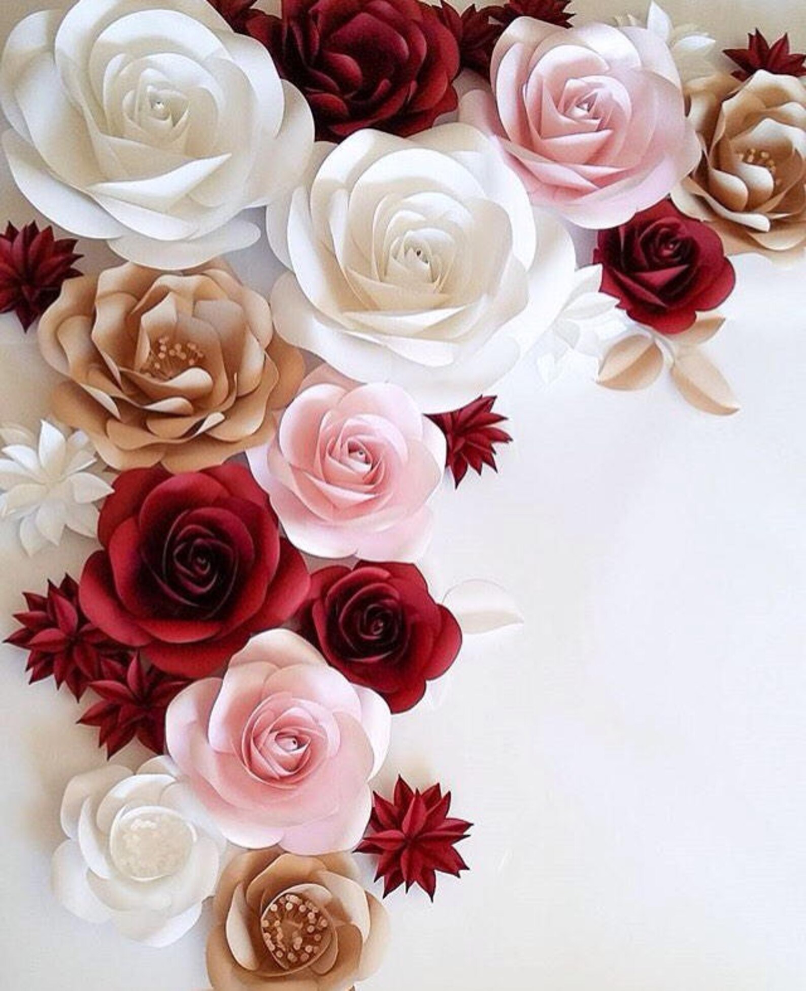 Large Paper Flowers Wedding Decoration Ideas White Paper Etsy