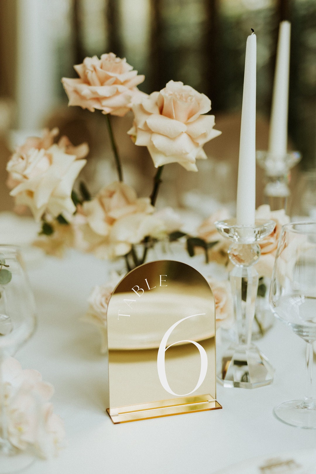 Arched Gold Table Numbers With Stands Gold Mirror Table Numbers Wedding