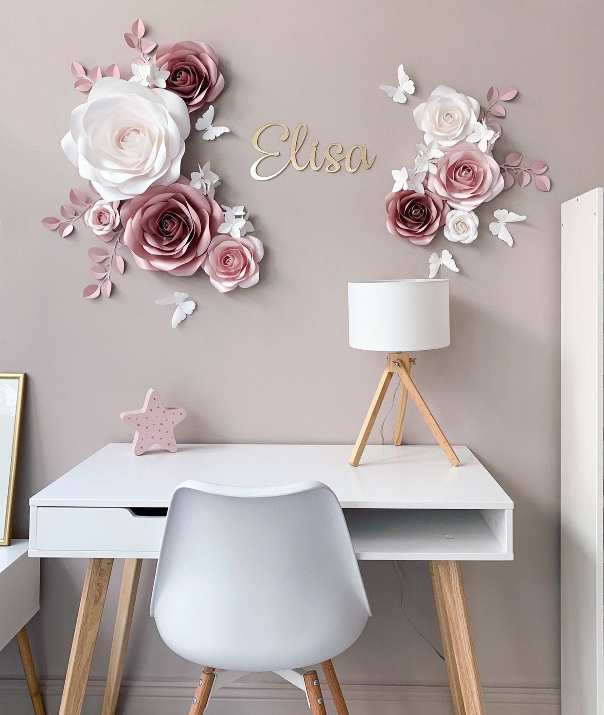 Elegant Paper Flower Set - Nursery Paper Flowers - Nursery Wall Decor…
