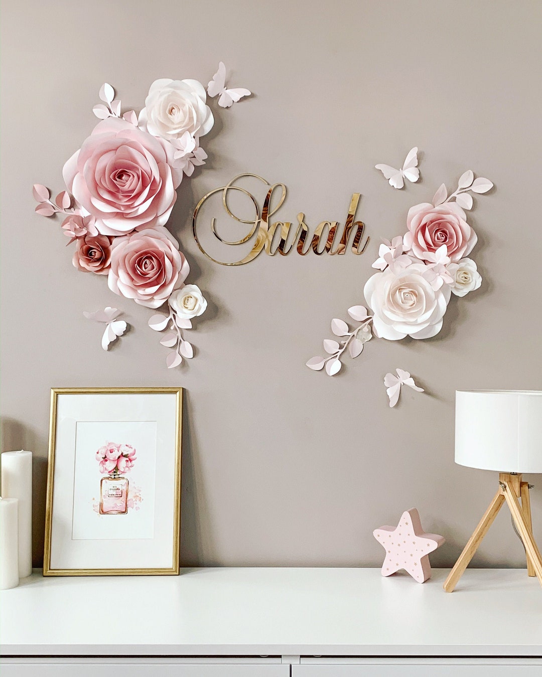 Nursery Paper Flowers Blush Pink Nursery Decor Paper Flowers Wall Decor