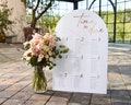 Arch Wedding Seating Chart, Time to Dine, 3D Gold Mirror Seating Plan - Reception Decor, White Acrylic Seat Chart, Wedding Table Assignament product logo