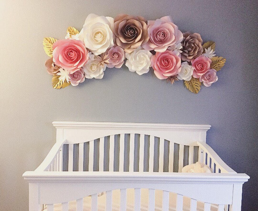 Paper Flower Nursery Wall Decor Nursery Paper Flowers Etsy