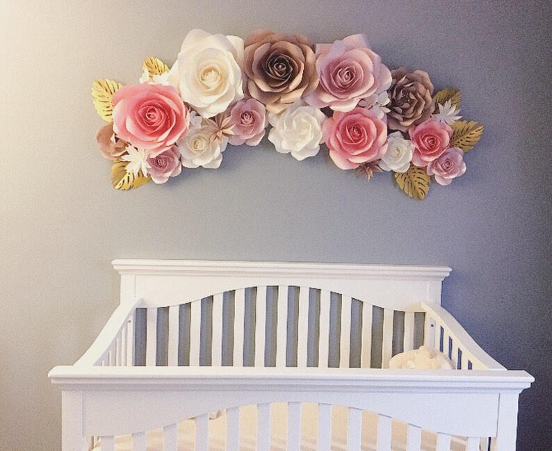 Paper Flower Nursery Wall Decor Nursery Paper Flowers Etsy