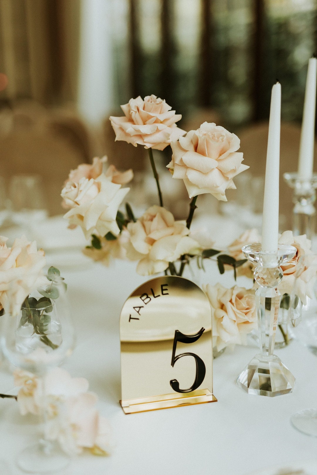 Arched Table Numbers Modern 3D Gold Mirror Table Numbers Wedding Table