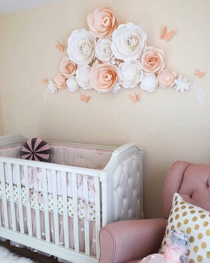 Large Paper Flowers Nursery Wall Decor Giant Paper Flowers Etsy