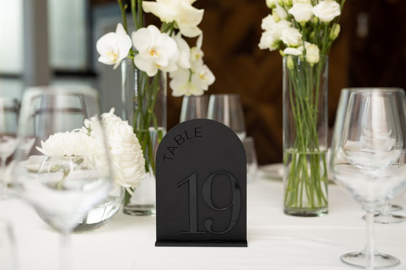 Black Matte Table Numbers Arched Black Acrylic Wedding Table - Etsy